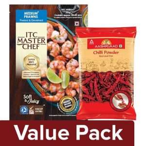 1204280 1 bb combo itc master chef prawns medium 200 gm itc aashirvaad chilly powder 100gm