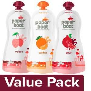 1206969 2 paper boat drink anar 200 ml juice santra 200 ml juice lychee ras 200 ml