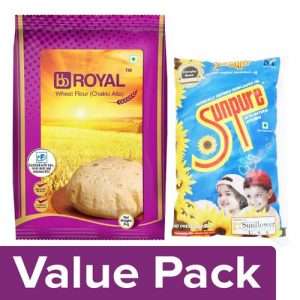 1212751 1 bb combo sunpure refined sunflower oil 2x1l bb royal superior chakki atta fortified 5kg