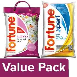 1220769 1 fortune fortune rozana basmati rice 5 kg pouch fortune fortune xpert pro sugar conscious edible oil 1 l pouch